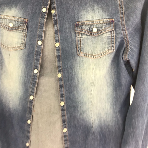 Arizona jeans top shirt  X large 14–16 girls snap blue jeans EUC - Picture 7 of 14